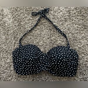 NWOT Victoria's Secret Black And White Polka Dot Bikini Swimsuit Top 34DD